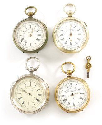 Lot 512 - A COLLECTION OF FOUR CENTRE SECOND CHRONOGRAPH POCKET WATCHES