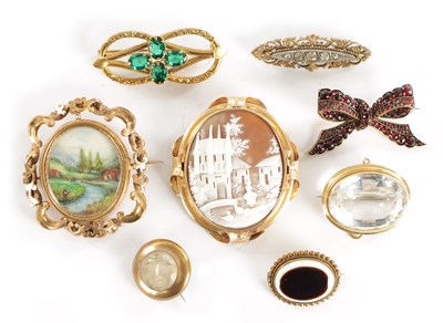 Lot 455 - A COLLECTION OF EIGHT 19TH CENTURY GILT METAL BROOCHES