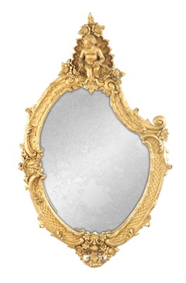 Lot 1239 - A LATE 19TH CENTURY GILT GESSO HANGING MIRROR