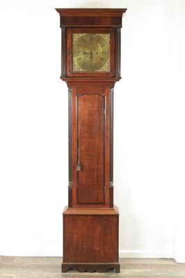 Lot 816 - THOMAS HARGRAVES, SETTLE. A GEORGE III OAK AND MAHOGANY LONGCASE CLOCK