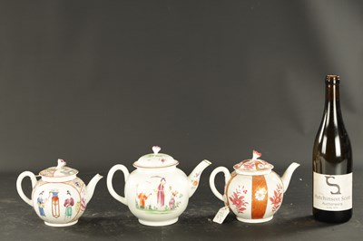 Lot 153 - THREE LATE 18TH CENTURY WORCESTER TEAPOTS IN THE CHINESE STYLE