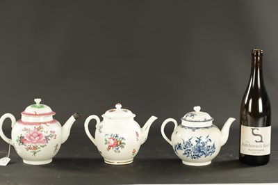 Lot 326 - THREE LATE 18TH CENTURY CAUGHLEY PORCELAIN TEAPOTS