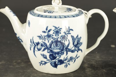 Lot 39 - TWO LATE 18TH CENTURY WORCESTER TRANSFER PRINTED BLUE AND WHITE TEAPOTS