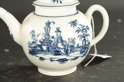 Lot 39 - TWO LATE 18TH CENTURY WORCESTER TRANSFER PRINTED BLUE AND WHITE TEAPOTS