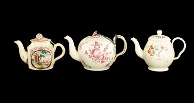 Lot 357 - THREE LATE 18TH CENTURY LEEDS CREAMWARE TEAPOTS