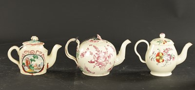 Lot 357 - THREE LATE 18TH CENTURY LEEDS CREAMWARE TEAPOTS