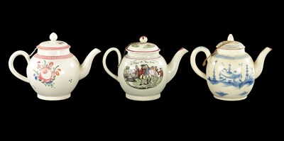 Lot 272 - A LATE 18TH CENTURY ENGLISH PEARLWARE TEAPOT WITH PRODIGAL SUN PRINTS