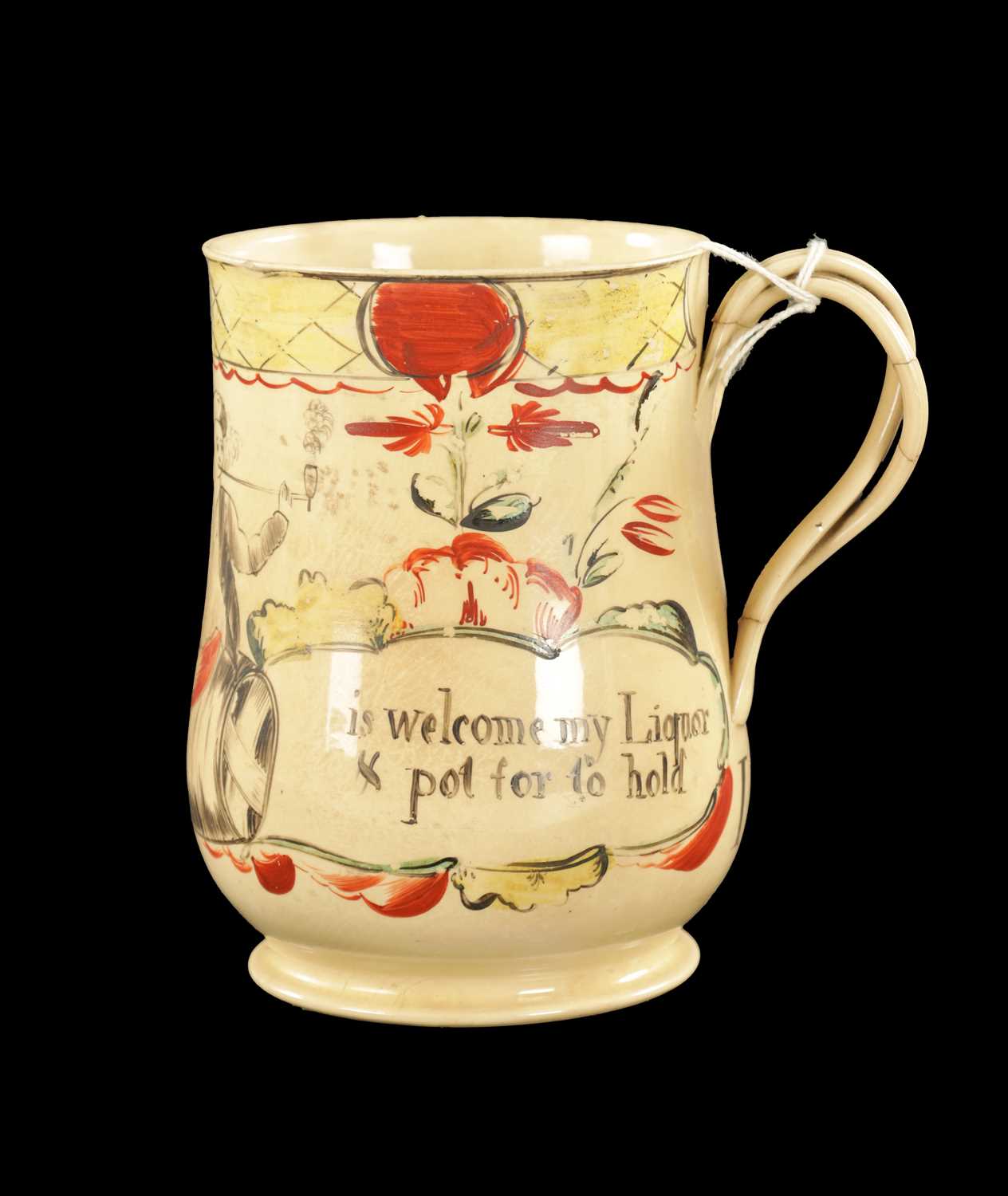 Lot 29 - A LATE 18TH CENTURY LEEDS CREAMWARE MUG DAVID RHODES WORKSHOP