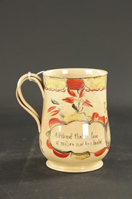 Lot 29 - A LATE 18TH CENTURY LEEDS CREAMWARE MUG DAVID RHODES WORKSHOP