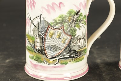 Lot 137 - AN EARLY 19TH CENTURY SUNDERLAND LUSTRE FROG MUG WITH FARMER'S ARMS