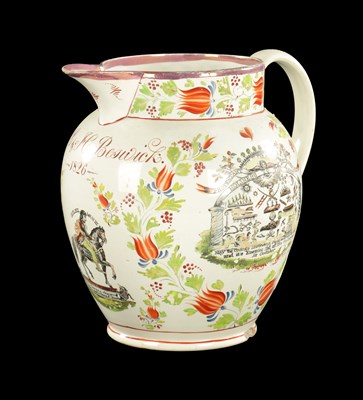 Lot 219 - A STAFFORDSHIRE LUSTER JUG MEMORY OF WILLIAM OF THE ORANGE ORDER DATED 1826