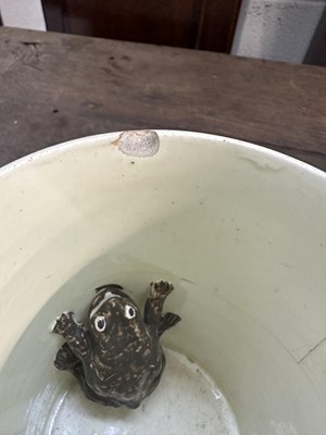 Lot 356 - TWO LATE 18TH CENTURY YORKSHIRE CREAMWARE FROG MUGS