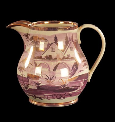 Lot 91 - A LARGE MID 19TH CENTURY LUSTRE JUG