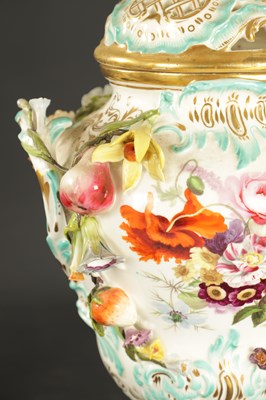 Lot 212 - AN EARLY 19TH CENTURY MINTON PORCELAIN VASE IN THE MEISSEN STYLE PAINTED WITH FLOWERS