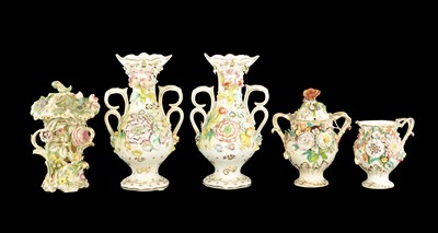 Lot 59 - A COLLECTION OF FIVE MID 19TH CENTURY ENGLISH PORCELAIN