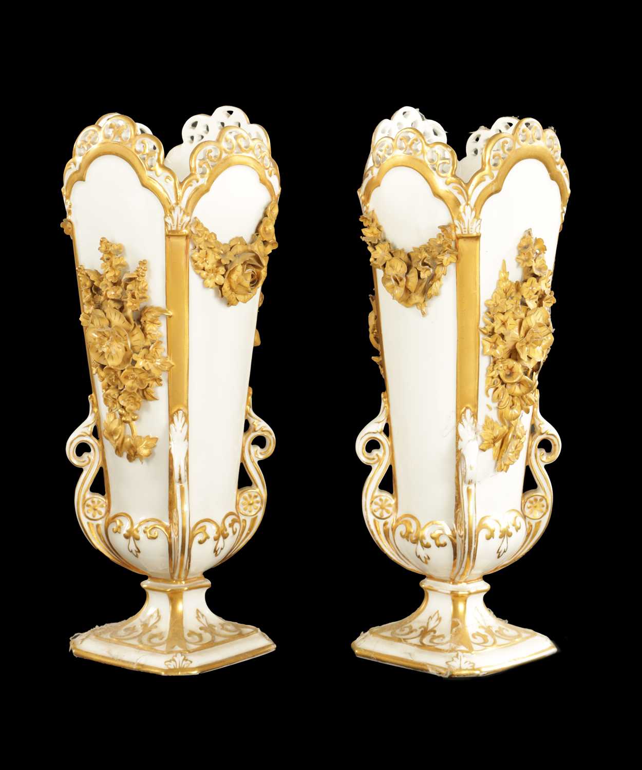 Lot 87 - A PAIR OF LATE 19TH CENTURY ROYAL CROWN DERBY VASES