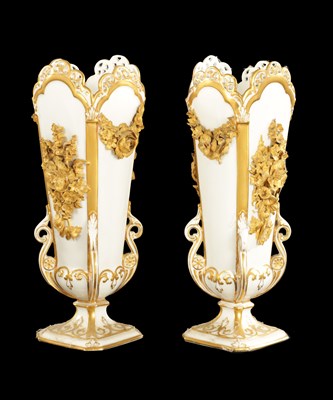 Lot 87 - A PAIR OF LATE 19TH CENTURY ROYAL CROWN DERBY VASES