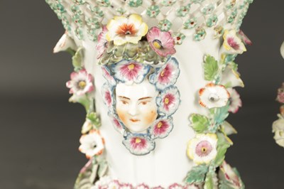 Lot 25 - A PAIR OF MID 18TH CENTURY DERBY PORCELAIN VASE GARNITURE