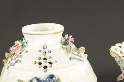 Lot 25 - A PAIR OF MID 18TH CENTURY DERBY PORCELAIN VASE GARNITURE