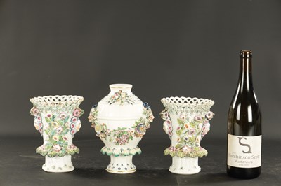 Lot 25 - A PAIR OF MID 18TH CENTURY DERBY PORCELAIN VASE GARNITURE