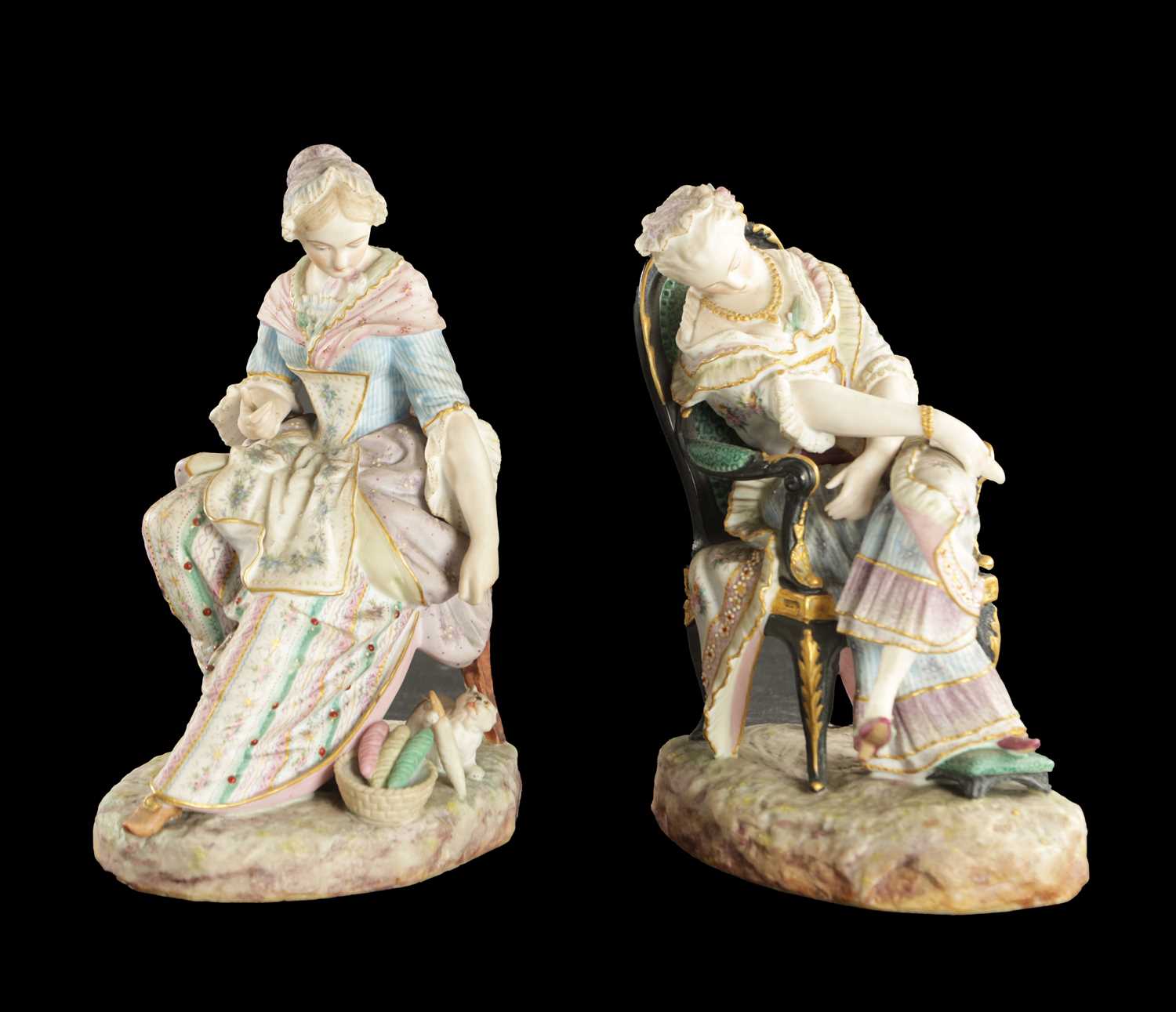 Lot 345 - A PAIR OF BISQUE FIGURES EXHIBITED AT THE VIENNA EXHIBITION 1873