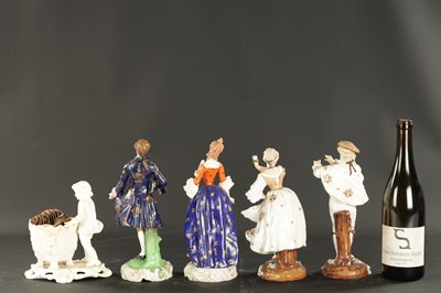 Lot 373 - A COLLECTION OF FIVE LATE 19TH CENTURY CONTINENTAL PORCELAIN FIGURES