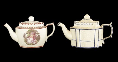 Lot 150 - AN EARLY 19TH CENTURY CASTLEFORD FELSTHAPIC TEAPOT AND A HARLEY OF LONGTON TEAPOT