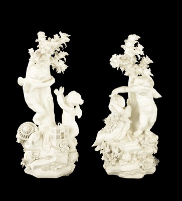 Lot 190 - A PAIR OF MID 18TH CENTURY DERBY BISQUE PORCELAIN