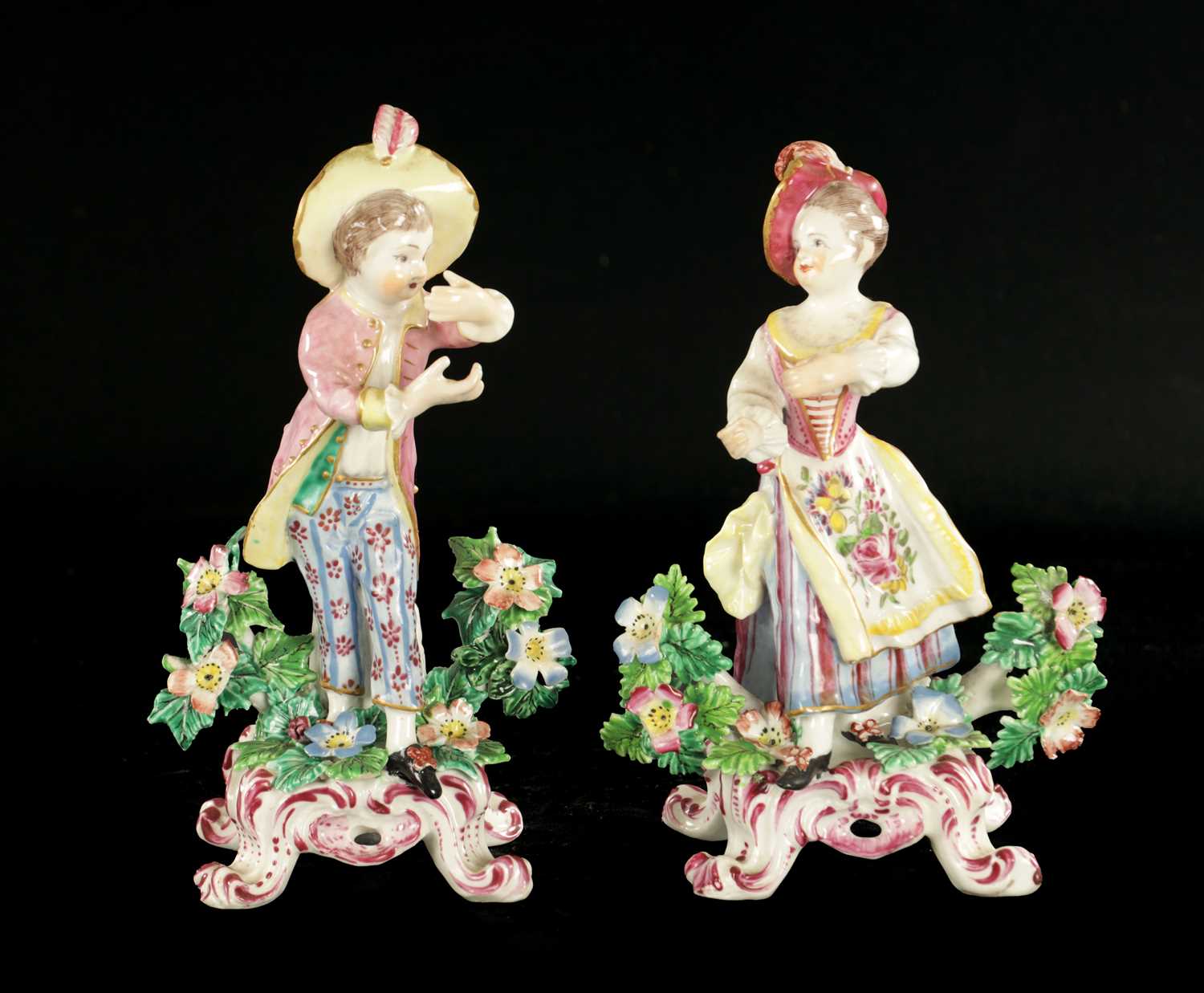 Lot 388 - A PAIR OF MID 18TH CENTURY BOW FIGURES OF NEW DANCERS