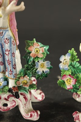 Lot 388 - A PAIR OF MID 18TH CENTURY BOW FIGURES OF NEW DANCERS