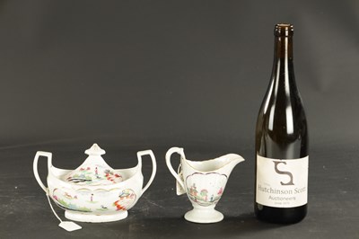 Lot 140 - A LATE 18TH CENTURY CHAMBERLAIN WORCESTER PORCELAIN STAG HUNT PATTERN SUCRE AND JUG