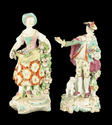 Lot 131 - A PAIR OF MID 18TH CENTURY DERBY PORCELAIN FIGURES