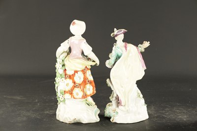 Lot 131 - A PAIR OF MID 18TH CENTURY DERBY PORCELAIN FIGURES