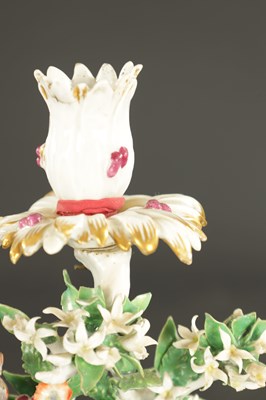 Lot 132 - A MID 18TH CENTURY CHELSEA PORCELAIN AESOPS FABLES CHAMBERSTICK