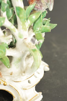 Lot 132 - A MID 18TH CENTURY CHELSEA PORCELAIN AESOPS FABLES CHAMBERSTICK