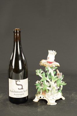 Lot 132 - A MID 18TH CENTURY CHELSEA PORCELAIN AESOPS FABLES CHAMBERSTICK