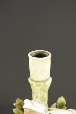 Lot 242 - A PAIR OF DRESDEN CANDLESTICKS OF A SHEPHERD AND SHEPHERDESS