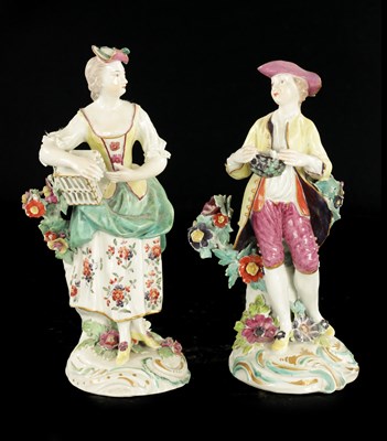 Lot 371 - A PAIR OF MID 18TH CENTURY DERBY PORCELAIN FIGURES