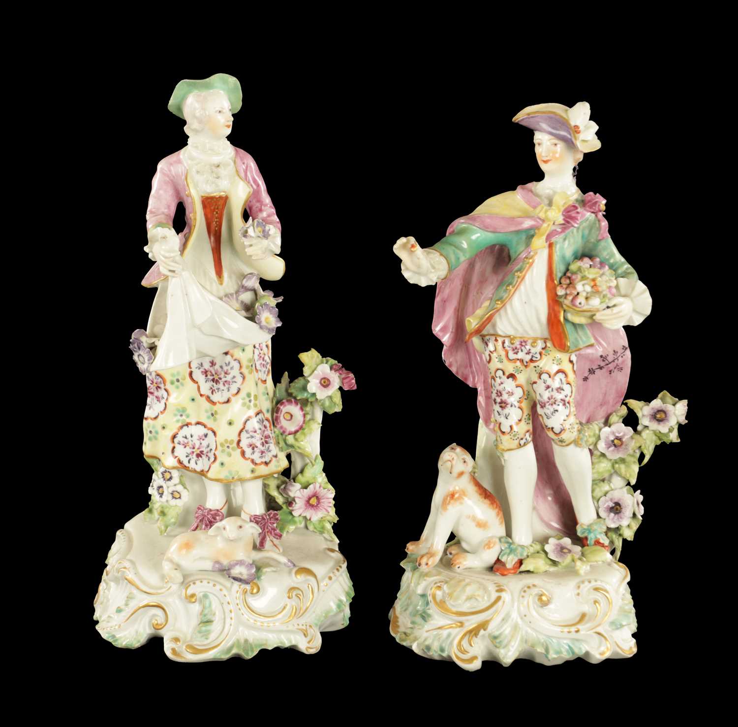 Lot 378 - A PAIR OF MID 18TH CENTURY DERBY PORCELAIN FIGURES