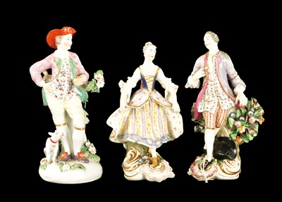 Lot 327 - A PAIR OF RARE LATE 18TH CENTURY DERBY PORCELAIN FIGURES OF MINUETTERS