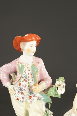 Lot 327 - A PAIR OF RARE LATE 18TH CENTURY DERBY PORCELAIN FIGURES OF MINUETTERS