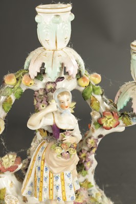 Lot 364 - A PAIR OF LATE 19TH CENTURY DRESDEN CANDELABRA