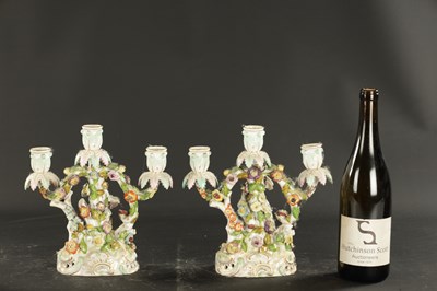 Lot 364 - A PAIR OF LATE 19TH CENTURY DRESDEN CANDELABRA