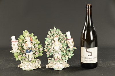 Lot 186 - A PAIR OF LATE 19TH CENTURY DERBY BOCAGE CANDLESTICK FIGURES
