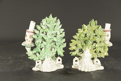 Lot 186 - A PAIR OF LATE 19TH CENTURY DERBY BOCAGE CANDLESTICK FIGURES