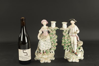 Lot 283 - A PAIR OF MID 18TH CENTURY DERBY CANDLESTICK FIGURES
