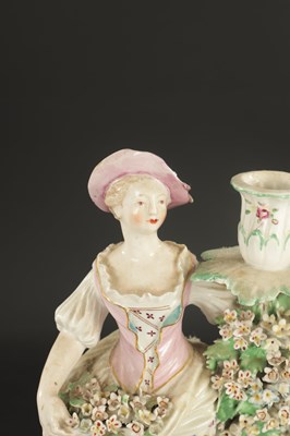 Lot 283 - A PAIR OF MID 18TH CENTURY DERBY CANDLESTICK FIGURES