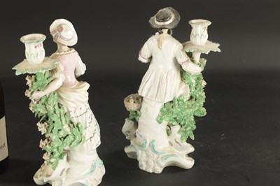 Lot 283 - A PAIR OF MID 18TH CENTURY DERBY CANDLESTICK FIGURES
