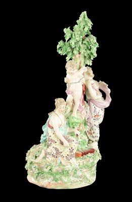 Lot 257 - A LATE 18TH CENTURY DERBY PORCELAIN GROUP OF VENUS CLIPPING THE WINGS OF CUPID