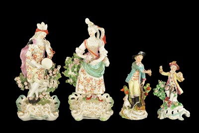 Lot 360 - A PAIR OF LATE 18TH CENTURY DERBY PORCELAIN FIGURES